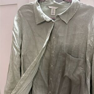 Light Green Button-Up Shirt linen
